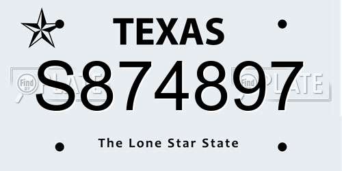 S874897 Texas License Plate