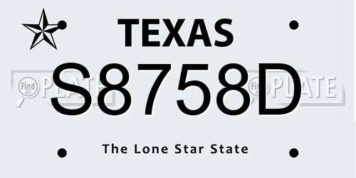 S8758D Texas License Plate