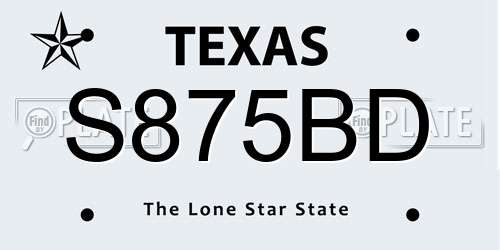 S875BD Texas License Plate