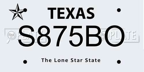 S875BO Texas License Plate