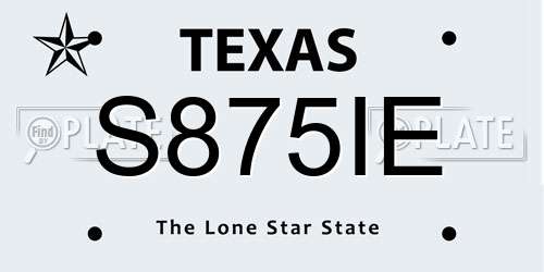 S875IE Texas License Plate
