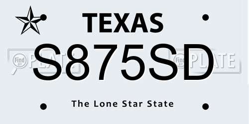 S875SD Texas License Plate