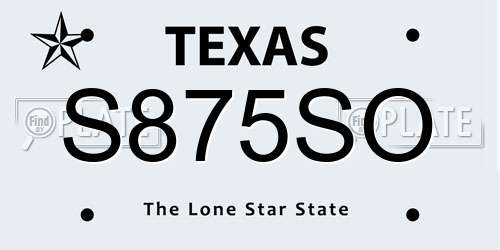 S875SO Texas License Plate