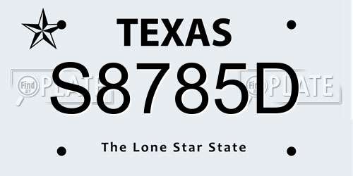 S8785D Texas License Plate