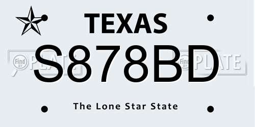 S878BD Texas License Plate