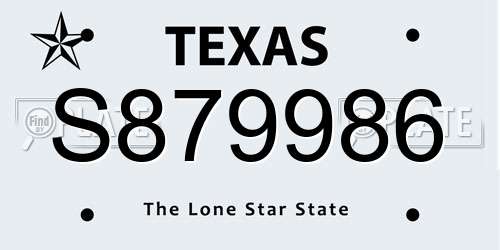 S879986 Texas License Plate