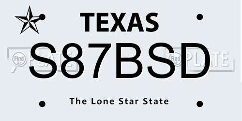 S87BSD Texas License Plate