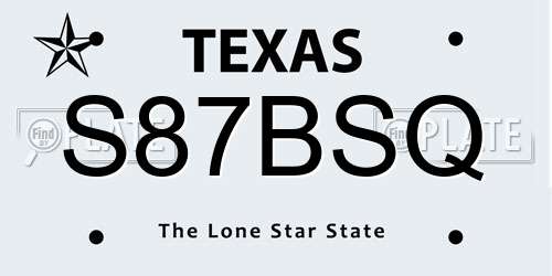S87BSQ Texas License Plate