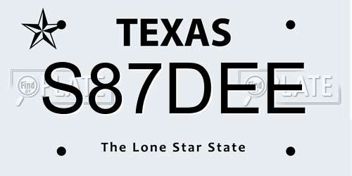 S87DEE Texas License Plate