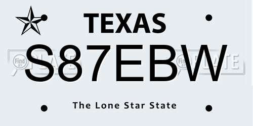 S87EBW Texas License Plate