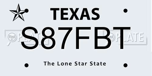 S87FBT Texas License Plate