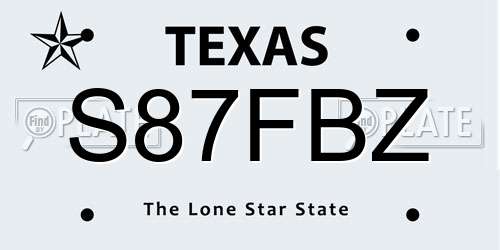 S87FBZ Texas License Plate