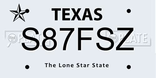 S87FSZ Texas License Plate