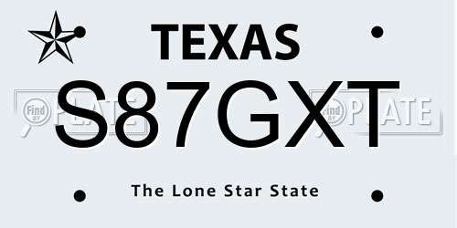S87GXT Texas License Plate