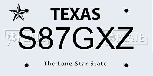 S87GXZ Texas License Plate