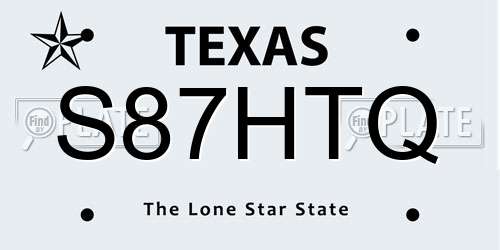 S87HTQ Texas License Plate
