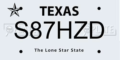 S87HZD Texas License Plate