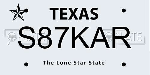 S87KAR Texas License Plate