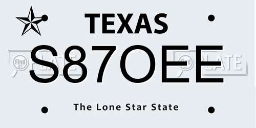 S87OEE Texas License Plate