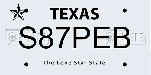 S87PEB Texas License Plate