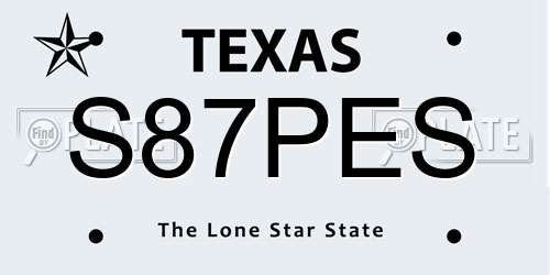 S87PES Texas License Plate
