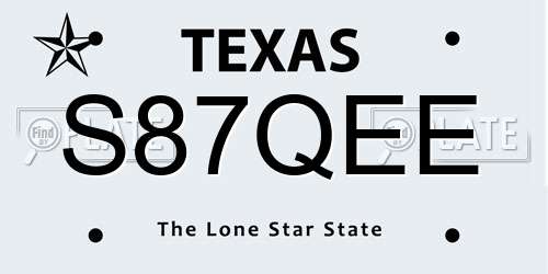 S87QEE Texas License Plate