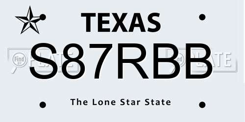 S87RBB Texas License Plate