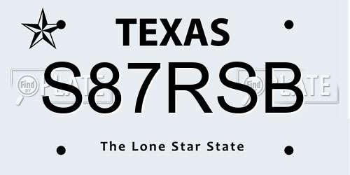 S87RSB Texas License Plate