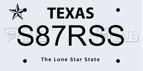 S87RSS Texas License Plate