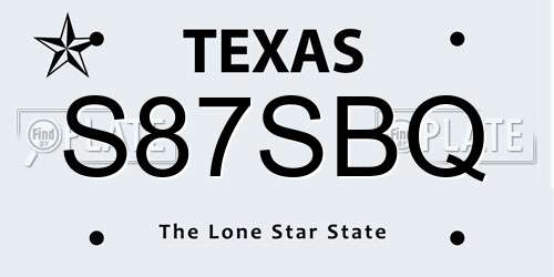 S87SBQ Texas License Plate