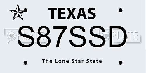 S87SSD Texas License Plate