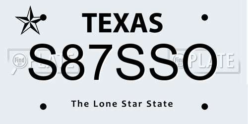 S87SSO Texas License Plate