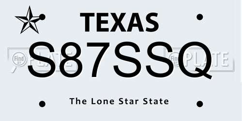 S87SSQ Texas License Plate