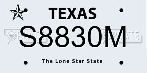 S8830M Texas License Plate