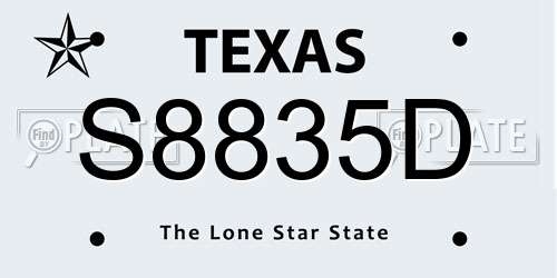 S8835D Texas License Plate