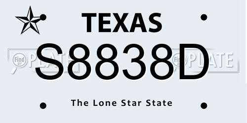 S8838D Texas License Plate