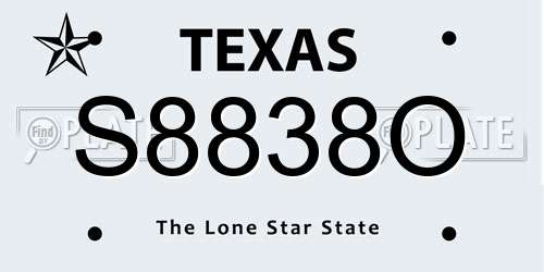 S8838O Texas License Plate