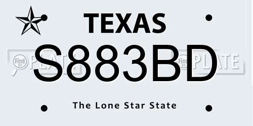 S883BD Texas License Plate