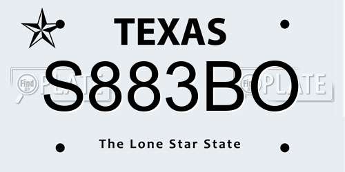 S883BO Texas License Plate