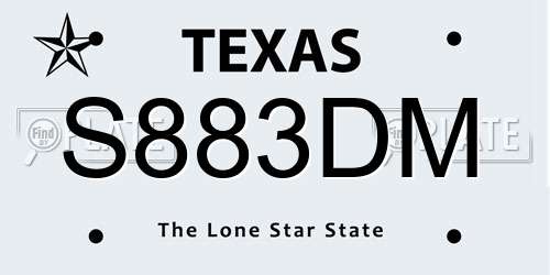 S883DM Texas License Plate