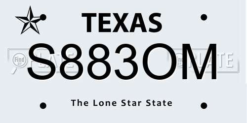 S883OM Texas License Plate