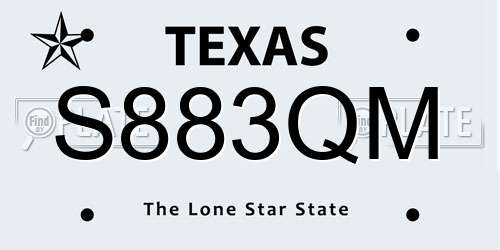 S883QM Texas License Plate