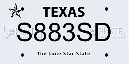 S883SD Texas License Plate