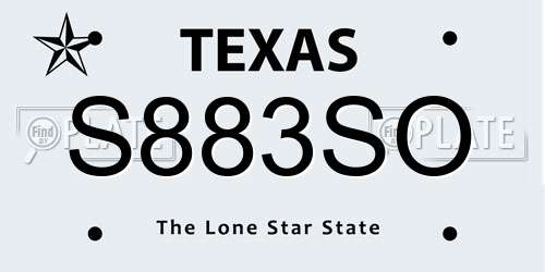 S883SO Texas License Plate