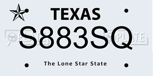 S883SQ Texas License Plate