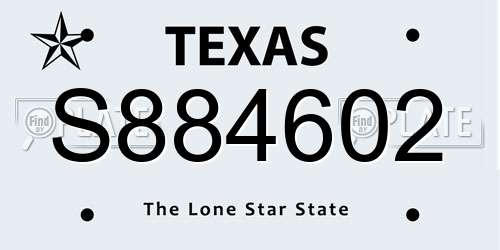 S884602 Texas License Plate