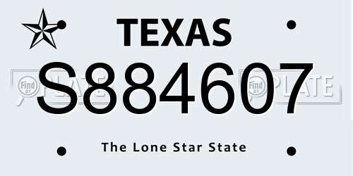 S884607 Texas License Plate