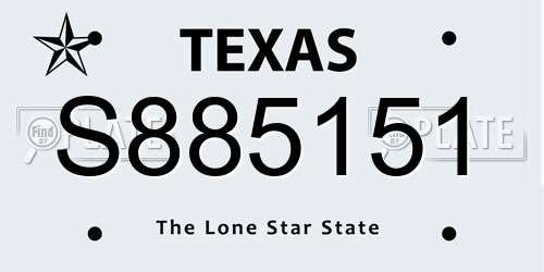 S885151 Texas License Plate