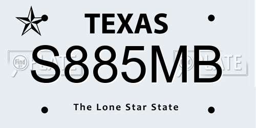 S885MB Texas License Plate
