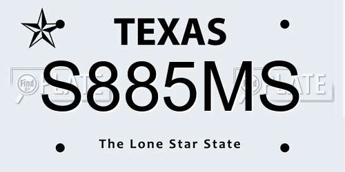 S885MS Texas License Plate
